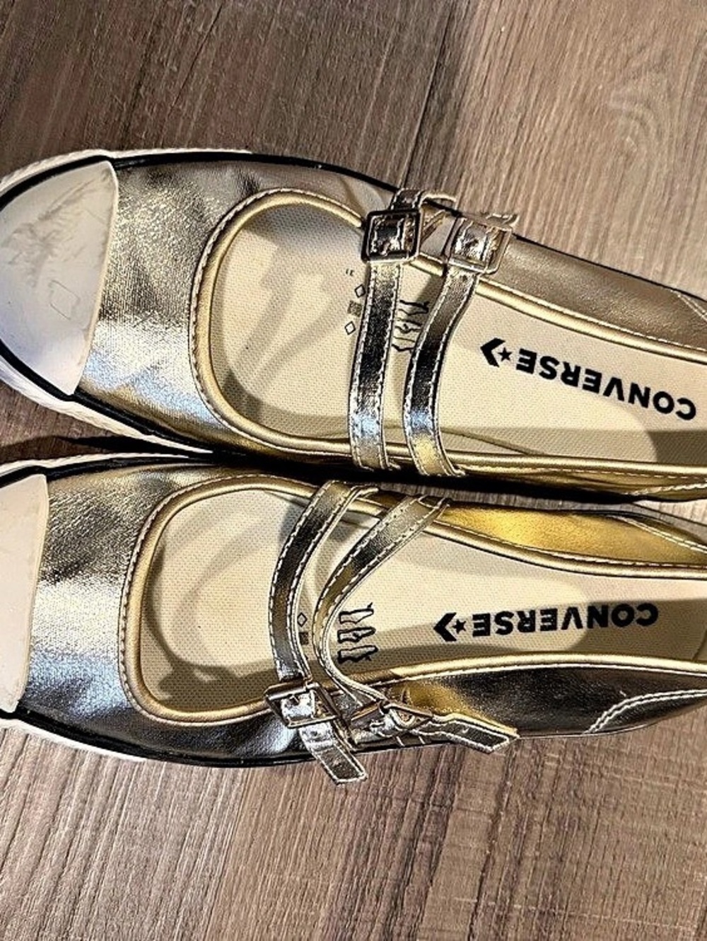 Converse Metallic Gold Mary Jane Flats